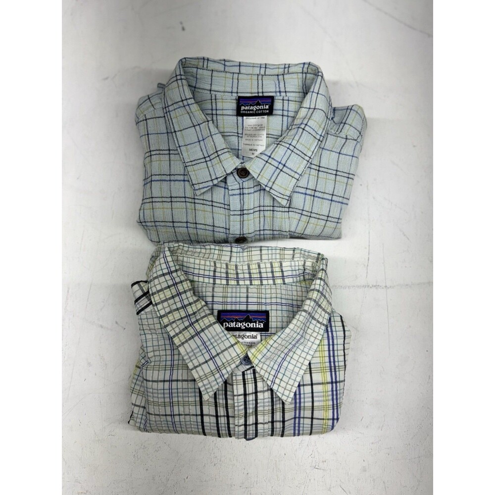 Lot Of 2 Patagonia Plaid Shirt Short Sleeve Button Up Shirts Pocket Men’s M